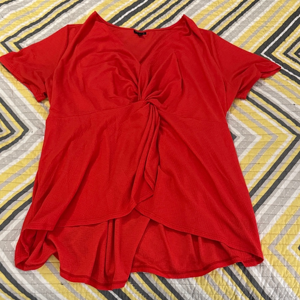 Torrid Red Twist Front Blouse
